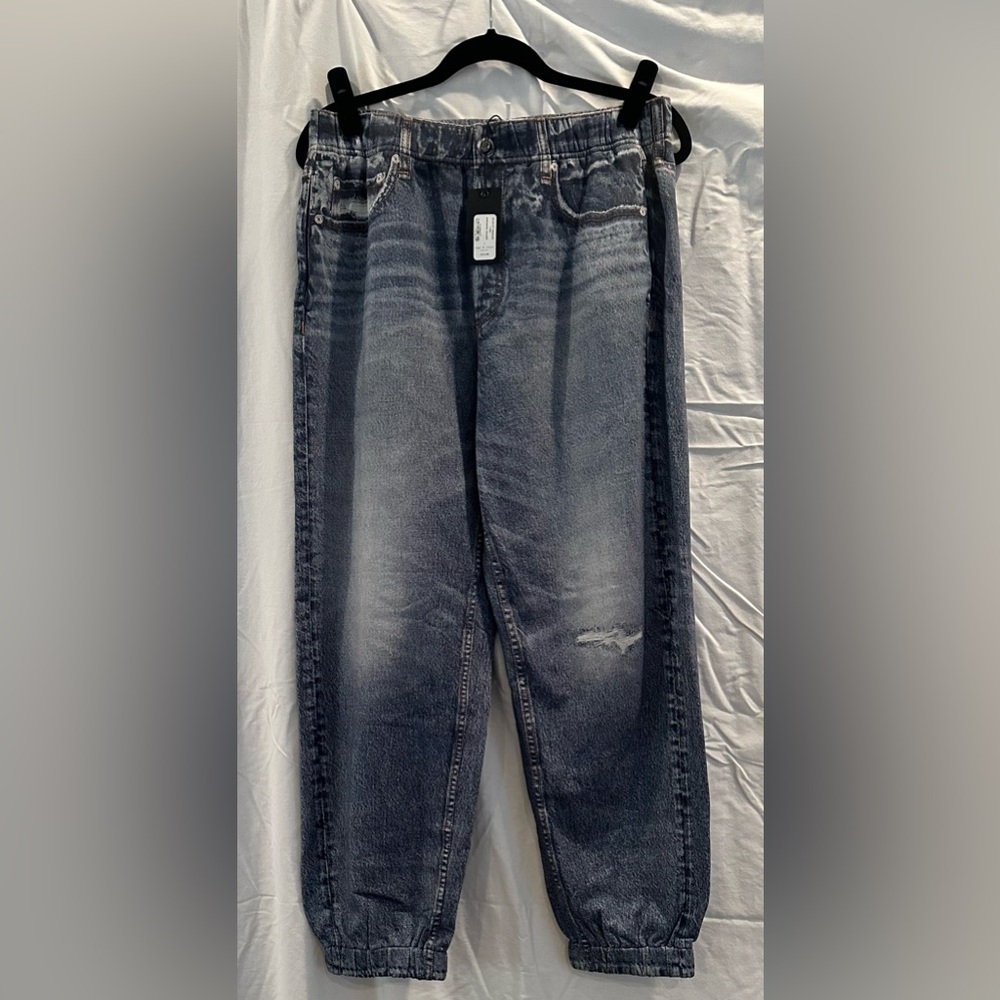 Rag & Bone Blue Denim Joggers printed jeans